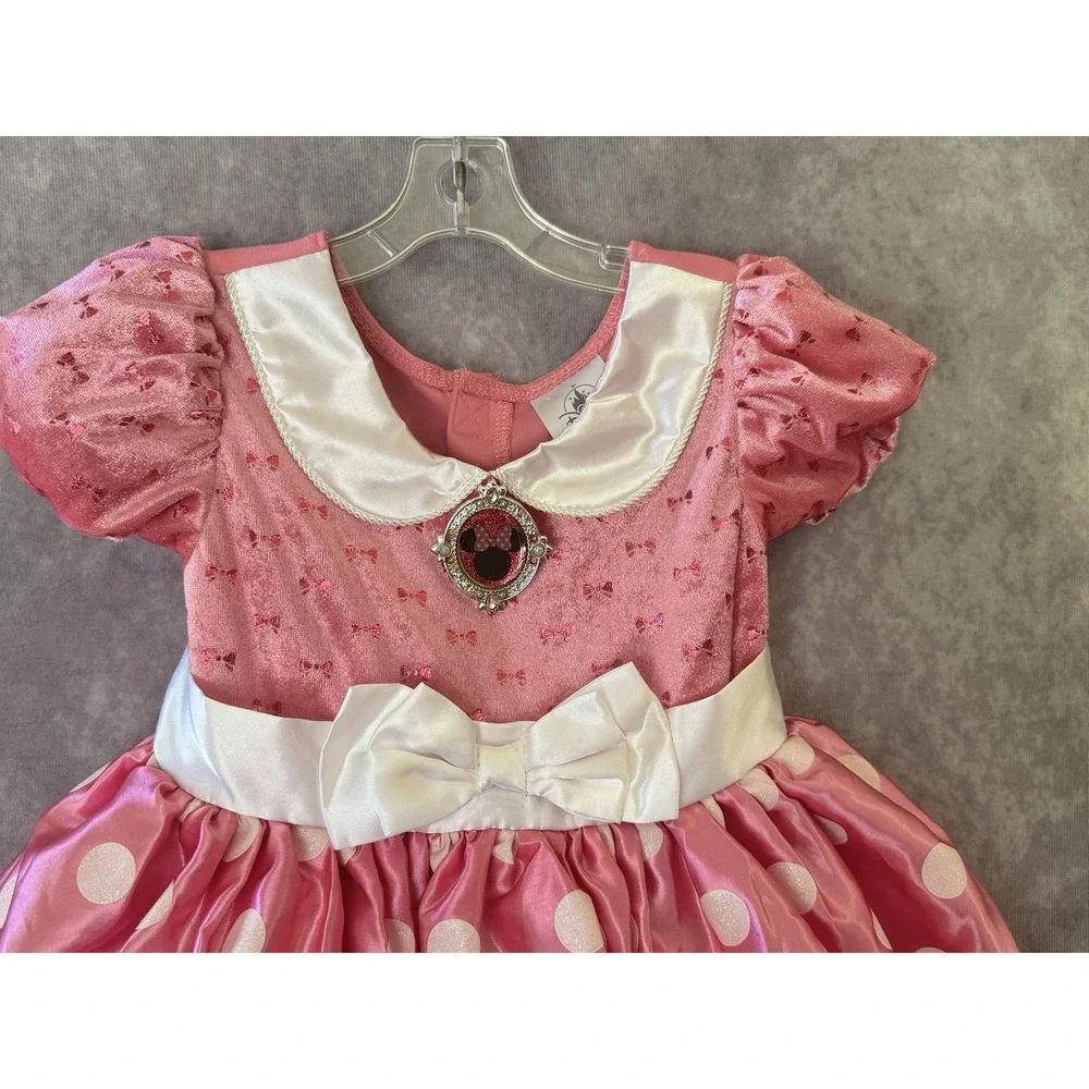 Disney Minnie Mouse Costume Dress 18-24M Pink Polka Dot Tulle Toddler Girls